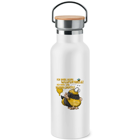Edelstahl-Trinkflasche mit Bambusdeckel Ich habe keine Wespentaille! Ich habe eine Hummelhüfte!