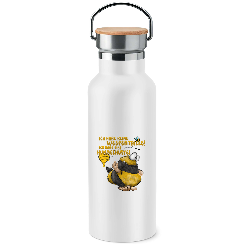 Edelstahl-Trinkflasche mit Bambusdeckel Ich habe keine Wespentaille! Ich habe eine Hummelhüfte!