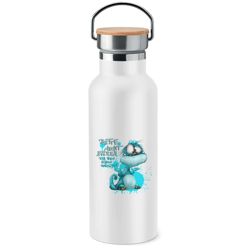 Edelstahl-Trinkflasche mit Bambusdeckel Bitte nicht stören! Ich bin schon gestört!