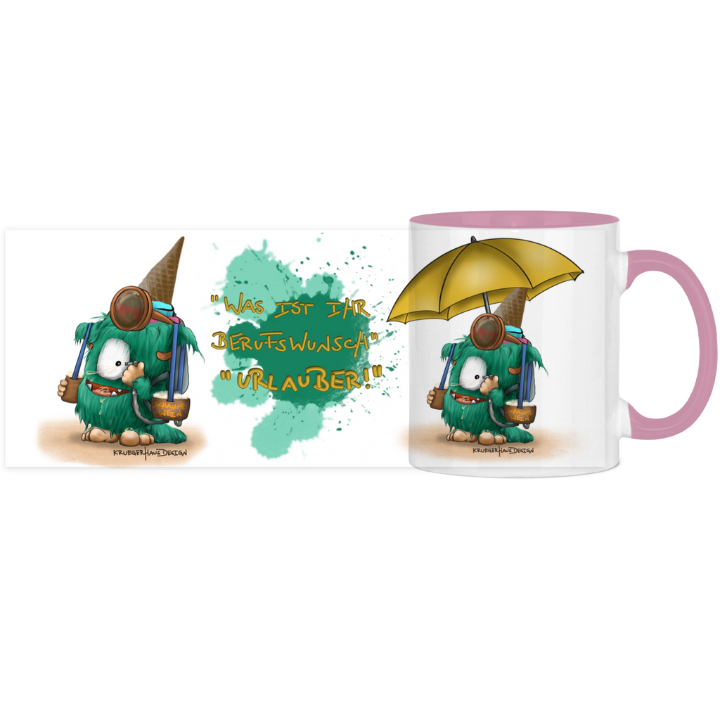 Panorama Tasse zweifarbig Was ist ihr Berufswunsch? Urlauber!
