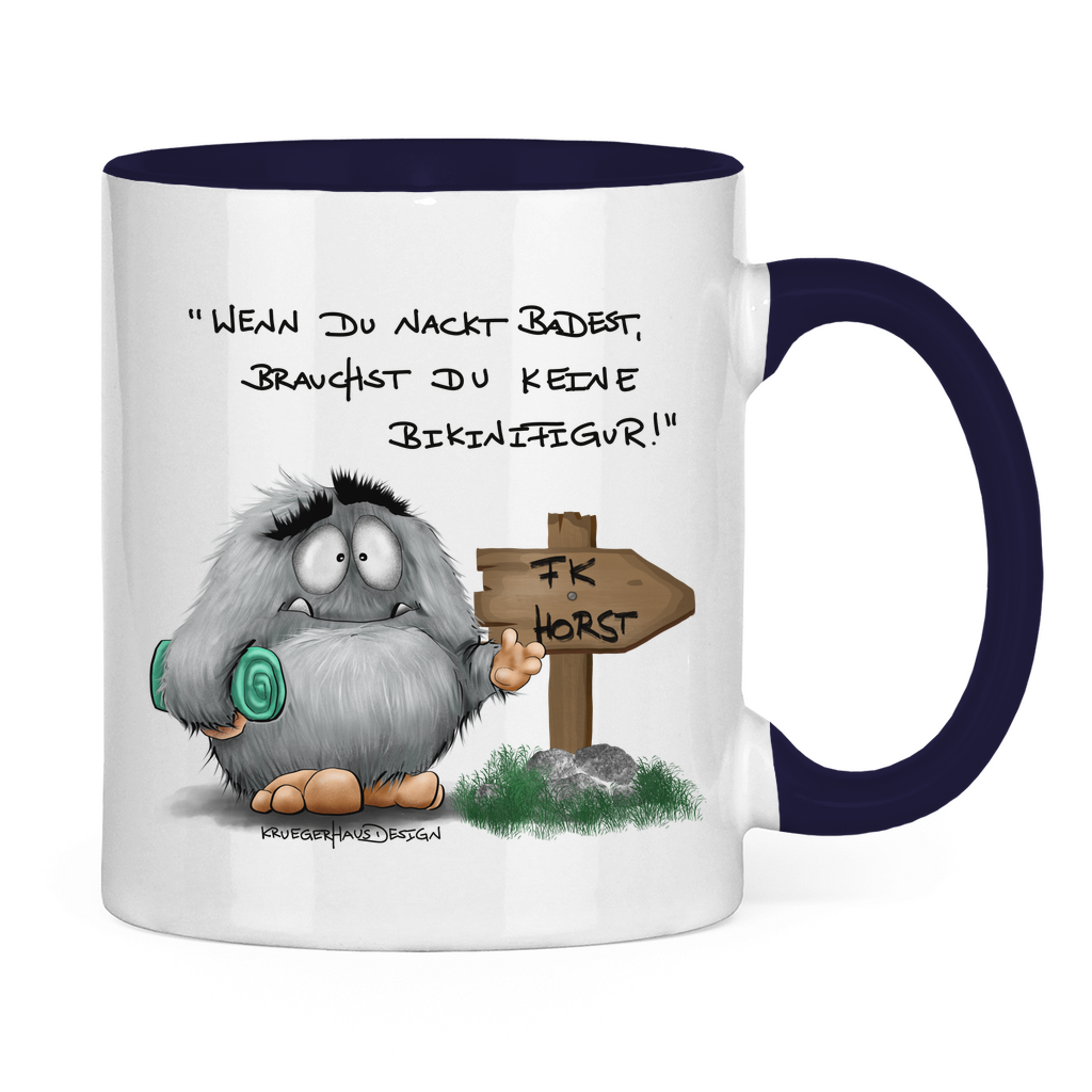 Tasse zweifarbig Wenn du nackt badest, brauchst du keine Bikinifigur!