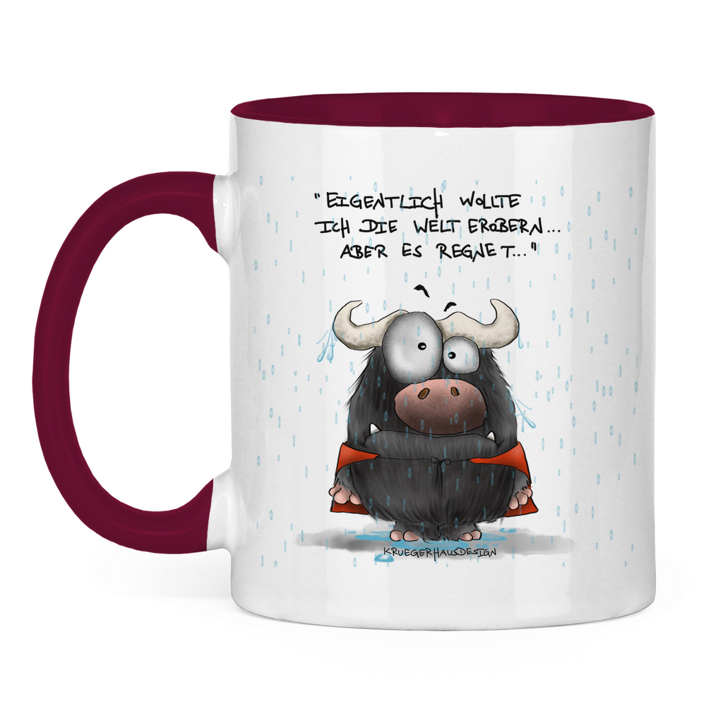 Tasse zweifarbig Eigentlich wollte ich die Welt erobern... Aber es ...