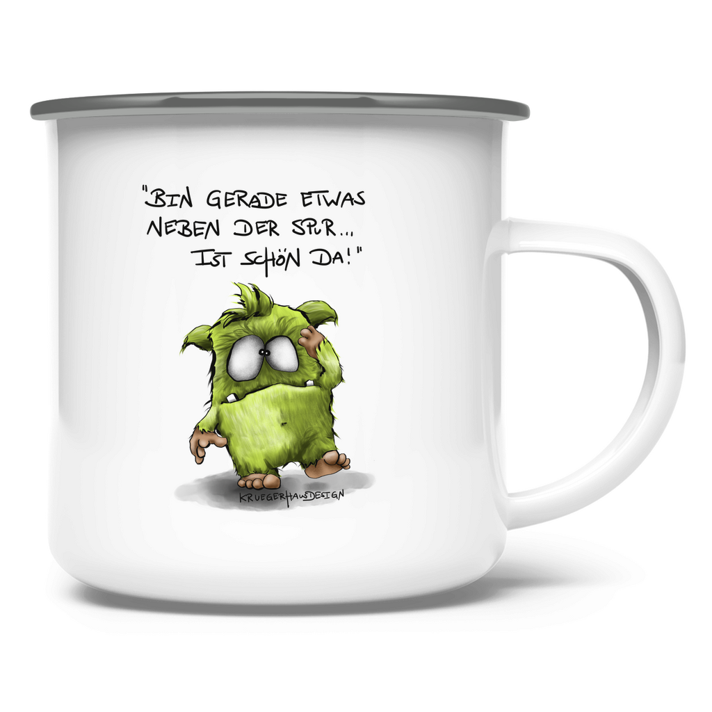 Emaille Tasse Bin gerade etwas neben der Spur... Ist schön da!