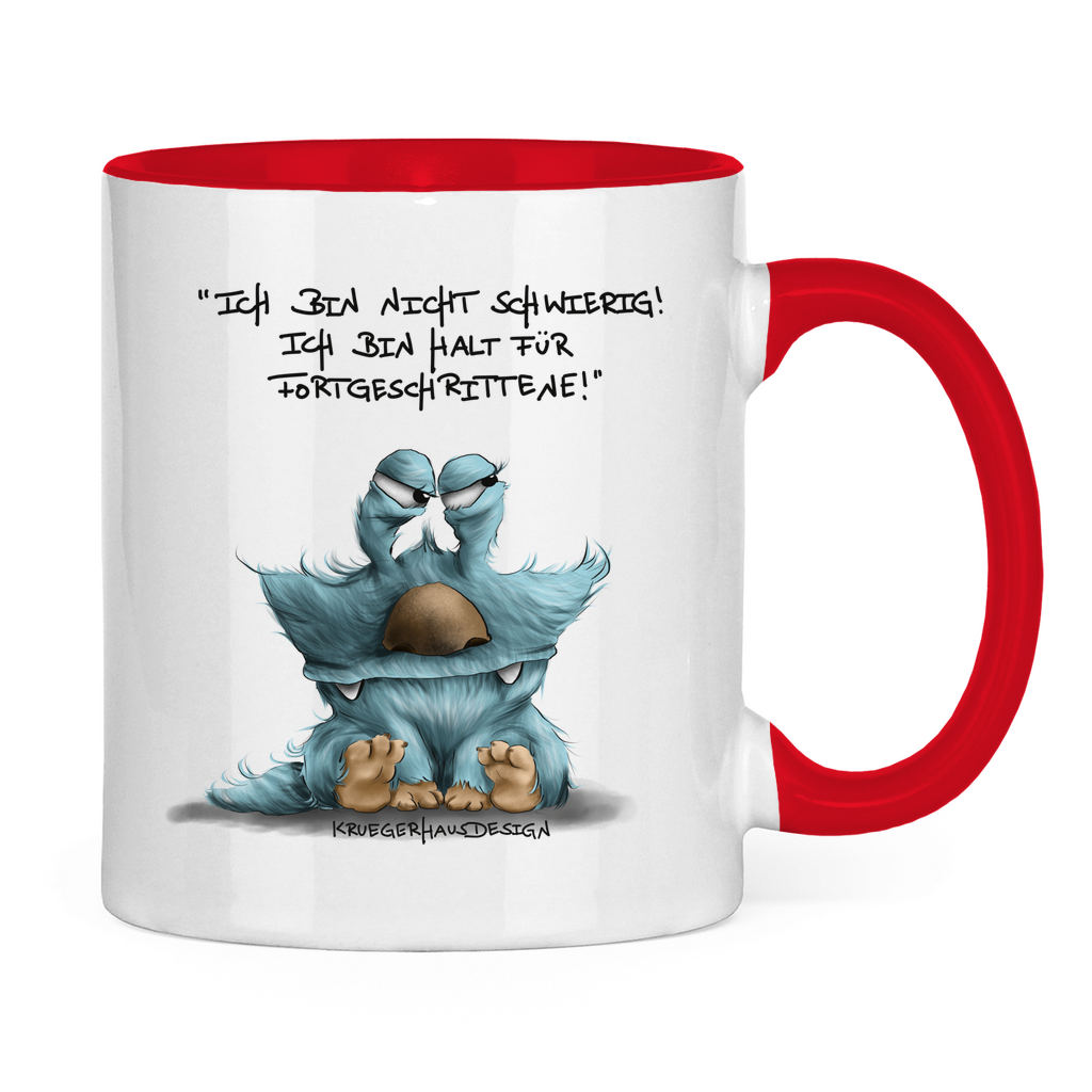 Tasse zweifarbig Ich bin nicht schwierig! Ich bin halt für Fortgeschrittene!