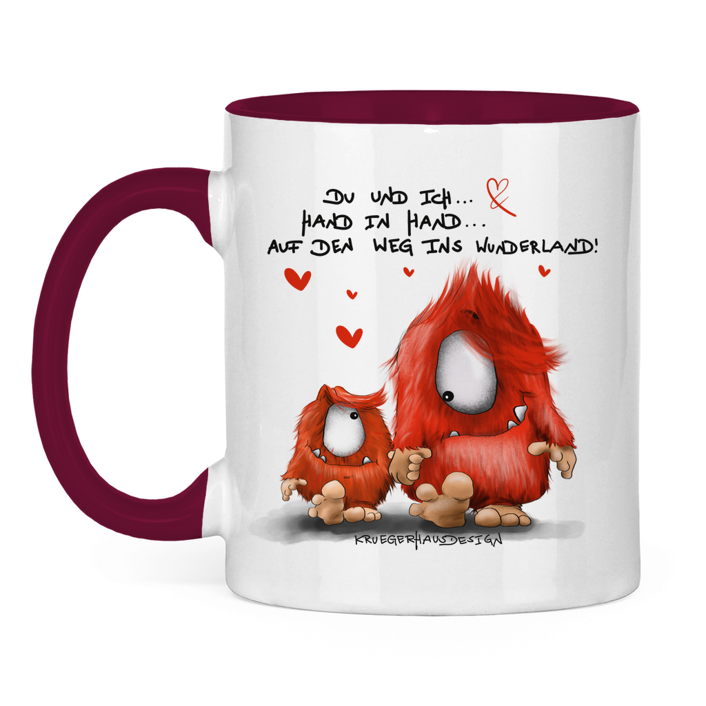 Tasse zweifarbig Du und ich... Hand in Hand.. Auf den Weg ins Wunderland!