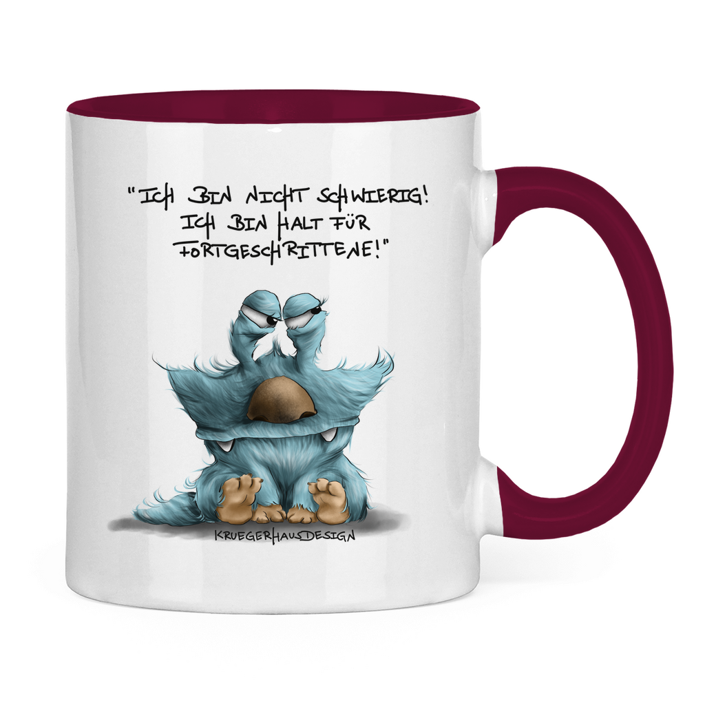 Tasse zweifarbig Ich bin nicht schwierig! Ich bin halt für Fortgeschrittene!