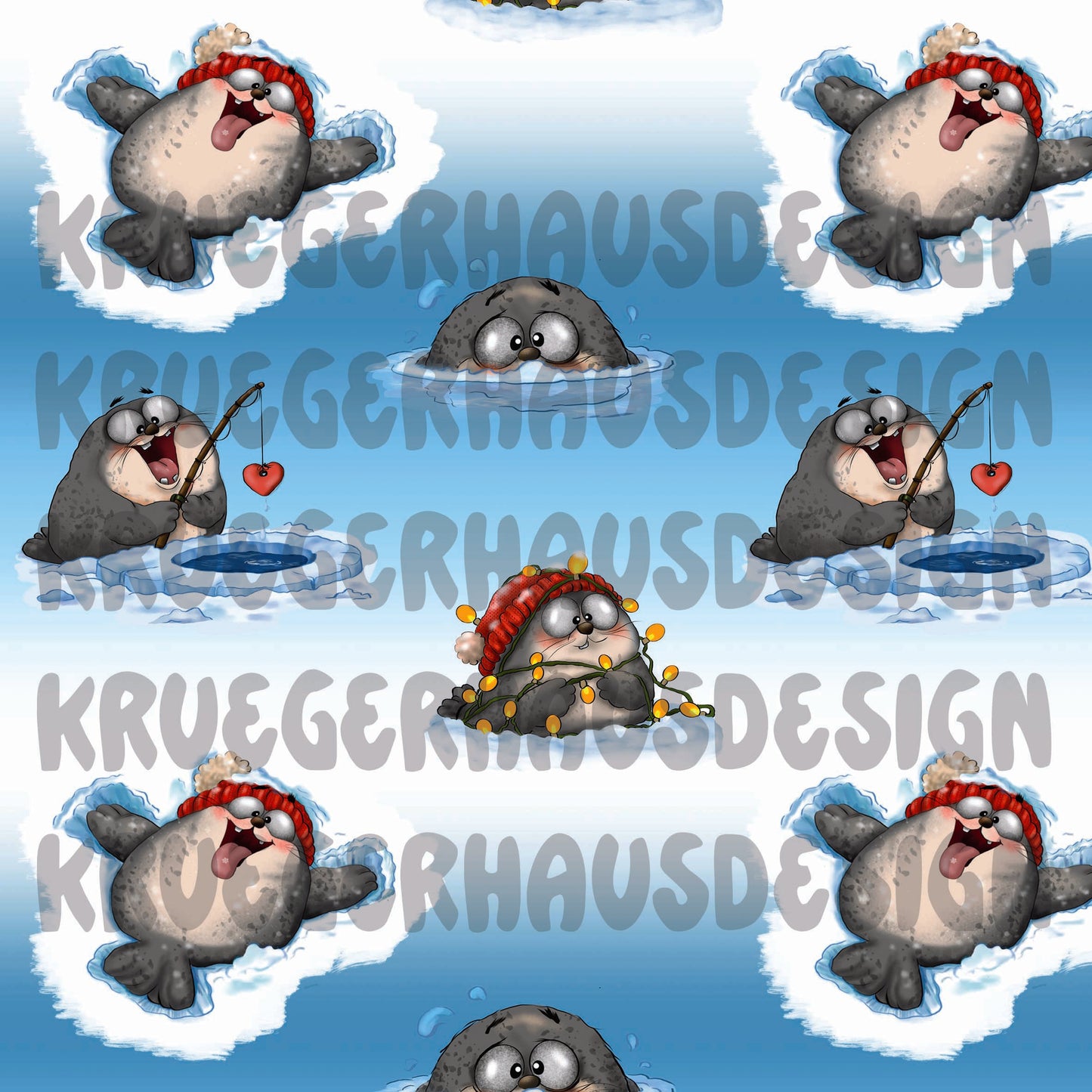 Robbenchaos im Schnee – Digitales Stoffdesign | 12 Hintergründe + 3 Wunschfarben