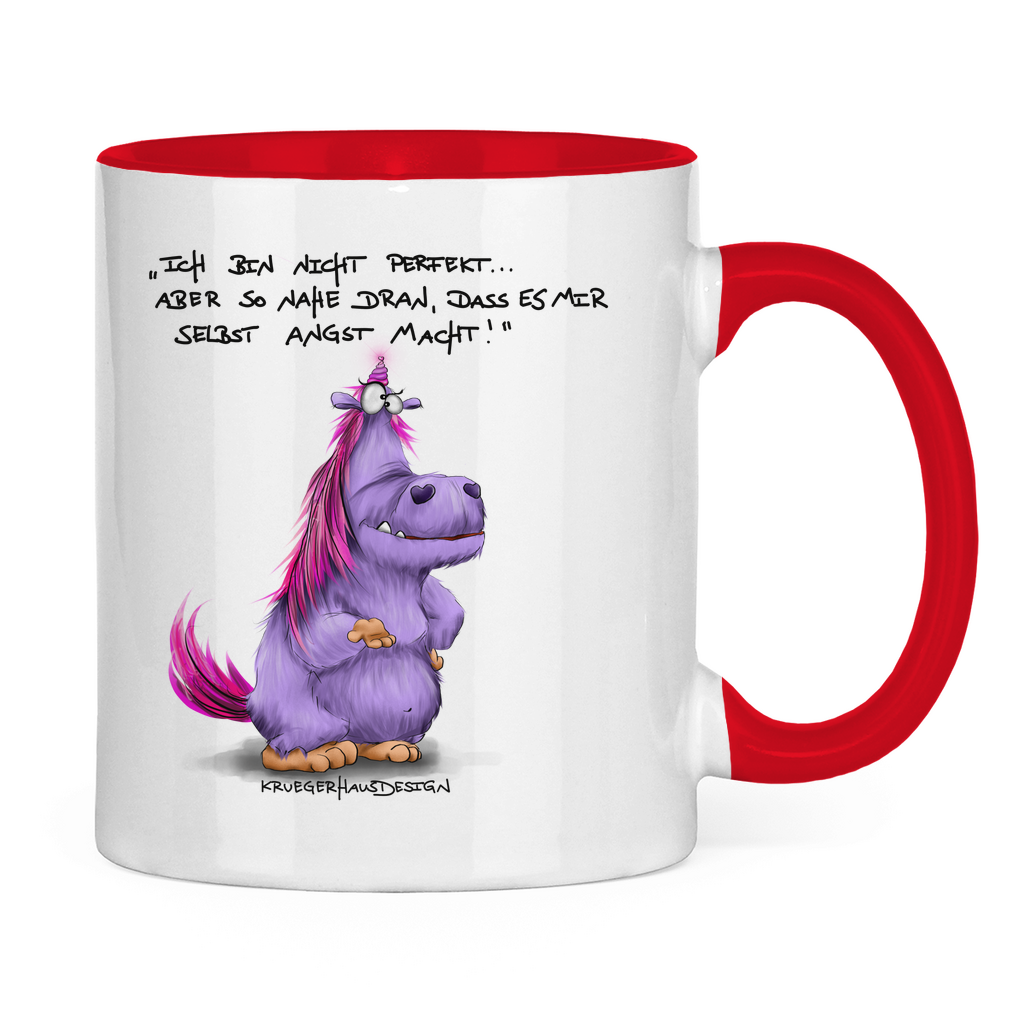Tasse zweifarbig Ich bin nicht perfekt.. aber so nahe dran, dass es mir ...