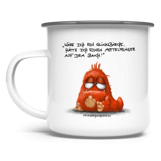 Emaille Tasse Wäre ich ein Glücksbärchi, hatt ich einen Mittelfinger...