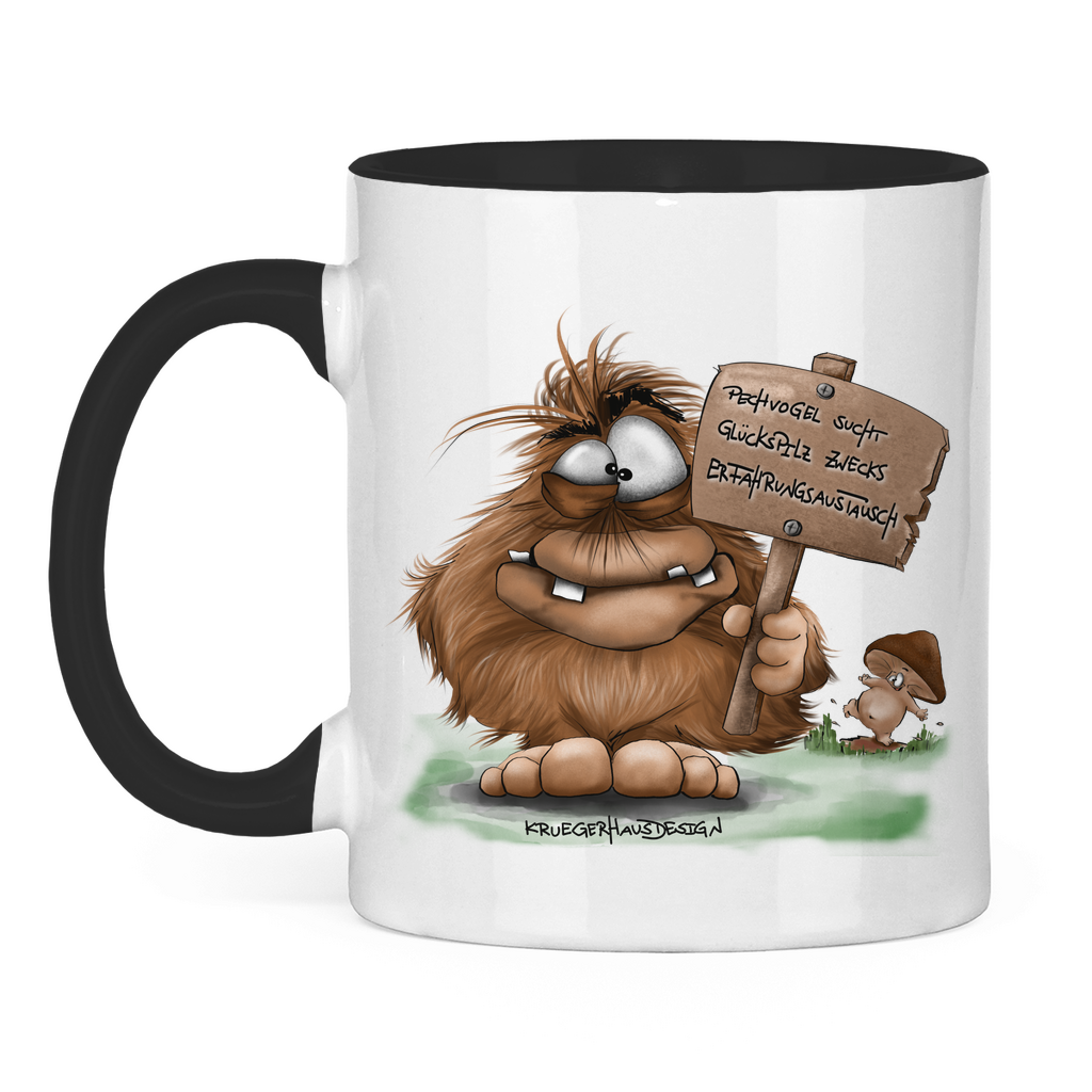 Tasse zweifarbig Pechvogel sucht Glückspilz zwecks Erfahrungsaustausch, Hugo
