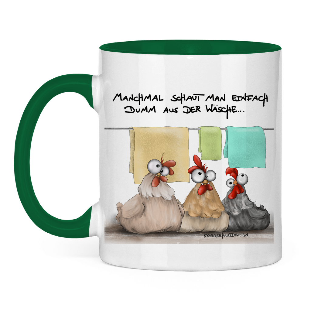 Tasse zweifarbig Manchmal schaut man einfach dumm aus der Wäsche...