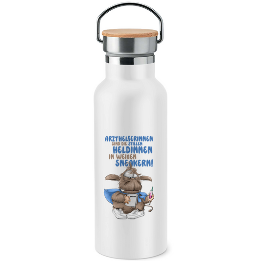 Edelstahl-Trinkflasche mit Bambusdeckel Arzthelferinnen sind die stillen Heldinnen in weißen …