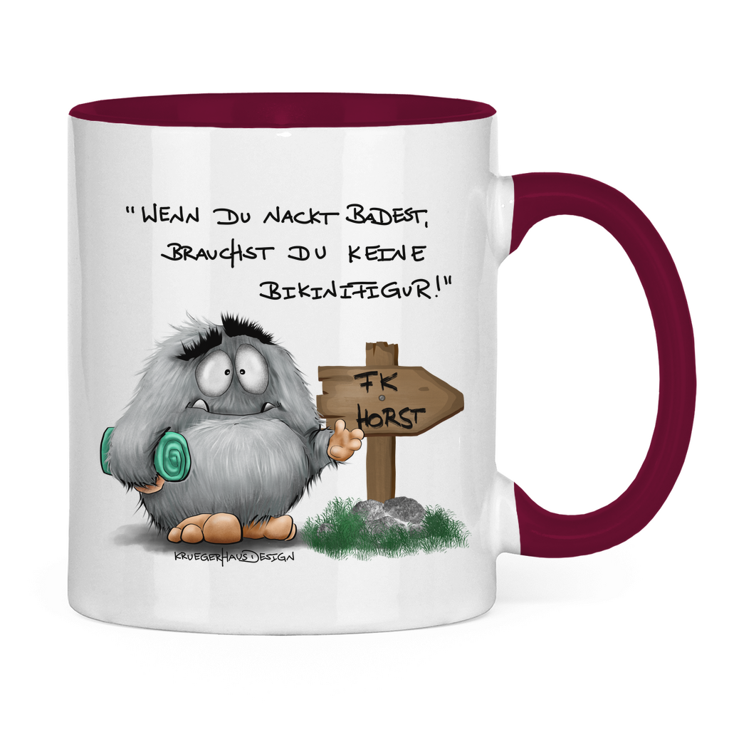 Tasse zweifarbig Wenn du nackt badest, brauchst du keine Bikinifigur!