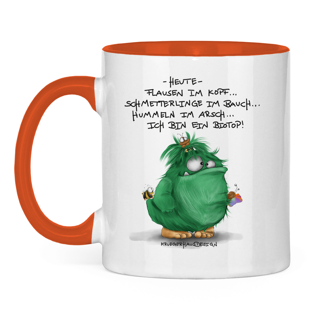 Tasse zweifarbig Heute, Flausen im Kopf... Schmetterlinge im Bauch... Biotop