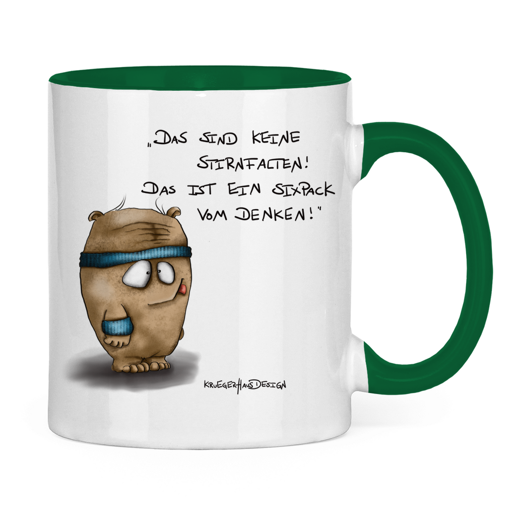 Tasse zweifarbig Das sind keine Stirnfalten! Das ist ein Sixpack vom Denken!