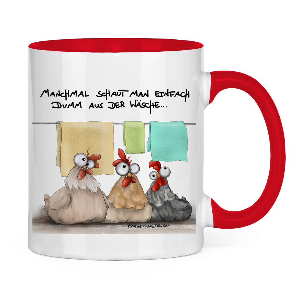 Tasse zweifarbig Manchmal schaut man einfach dumm aus der Wäsche...