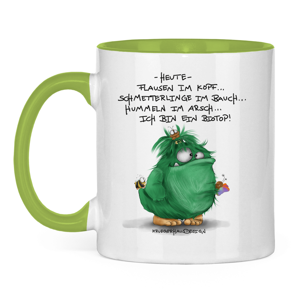 Tasse zweifarbig Heute, Flausen im Kopf... Schmetterlinge im Bauch... Biotop
