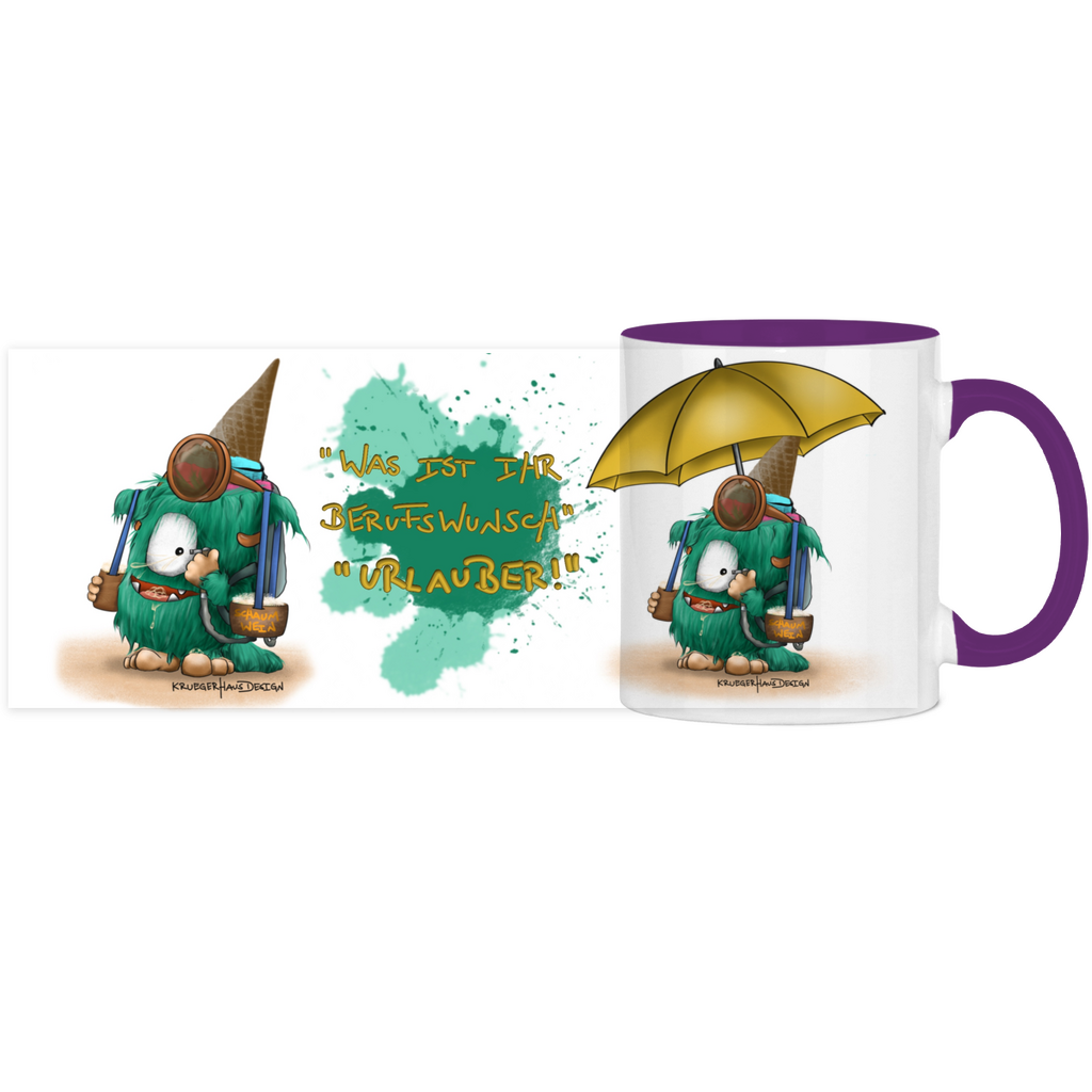 Panorama Tasse zweifarbig Was ist ihr Berufswunsch? Urlauber!