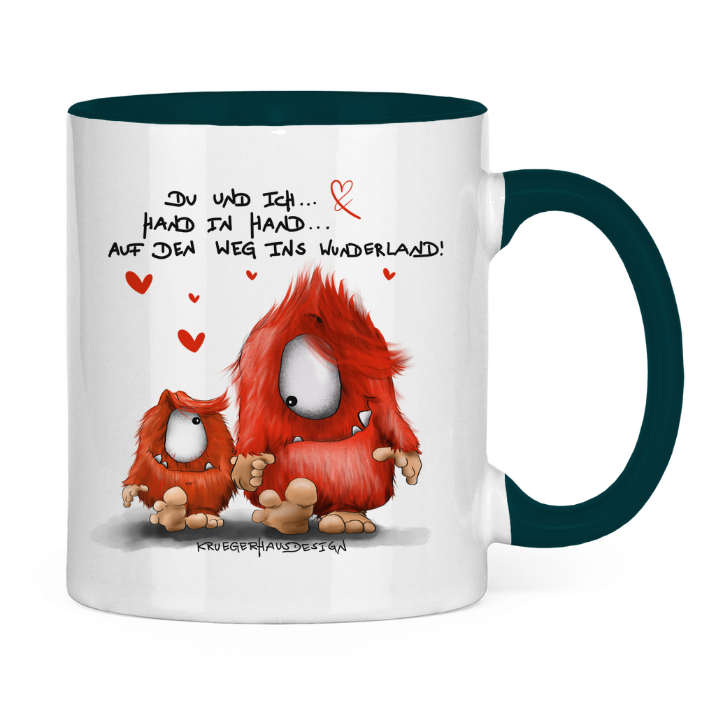 Tasse zweifarbig Du und ich... Hand in Hand.. Auf den Weg ins Wunderland!