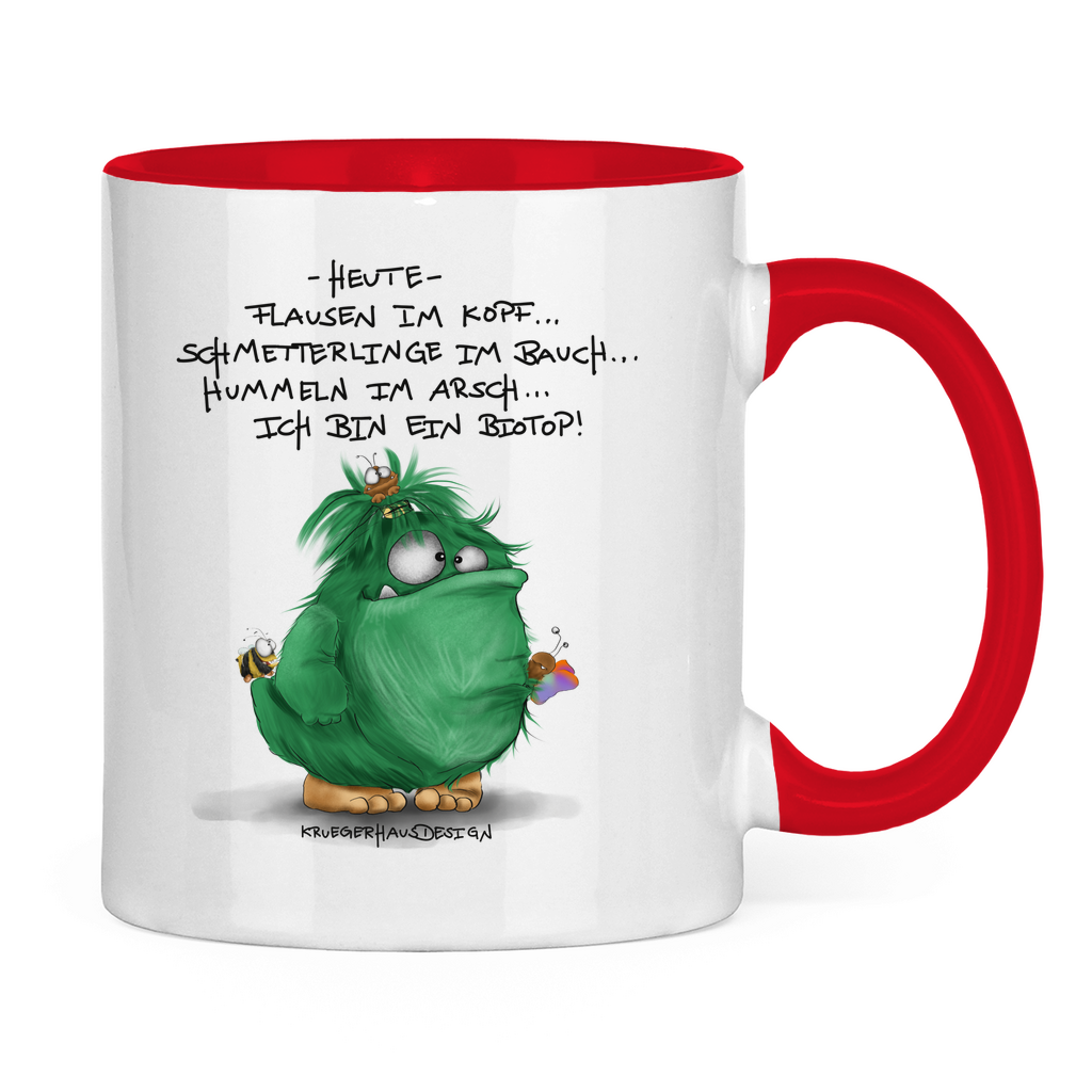 Tasse zweifarbig Heute, Flausen im Kopf... Schmetterlinge im Bauch... Biotop