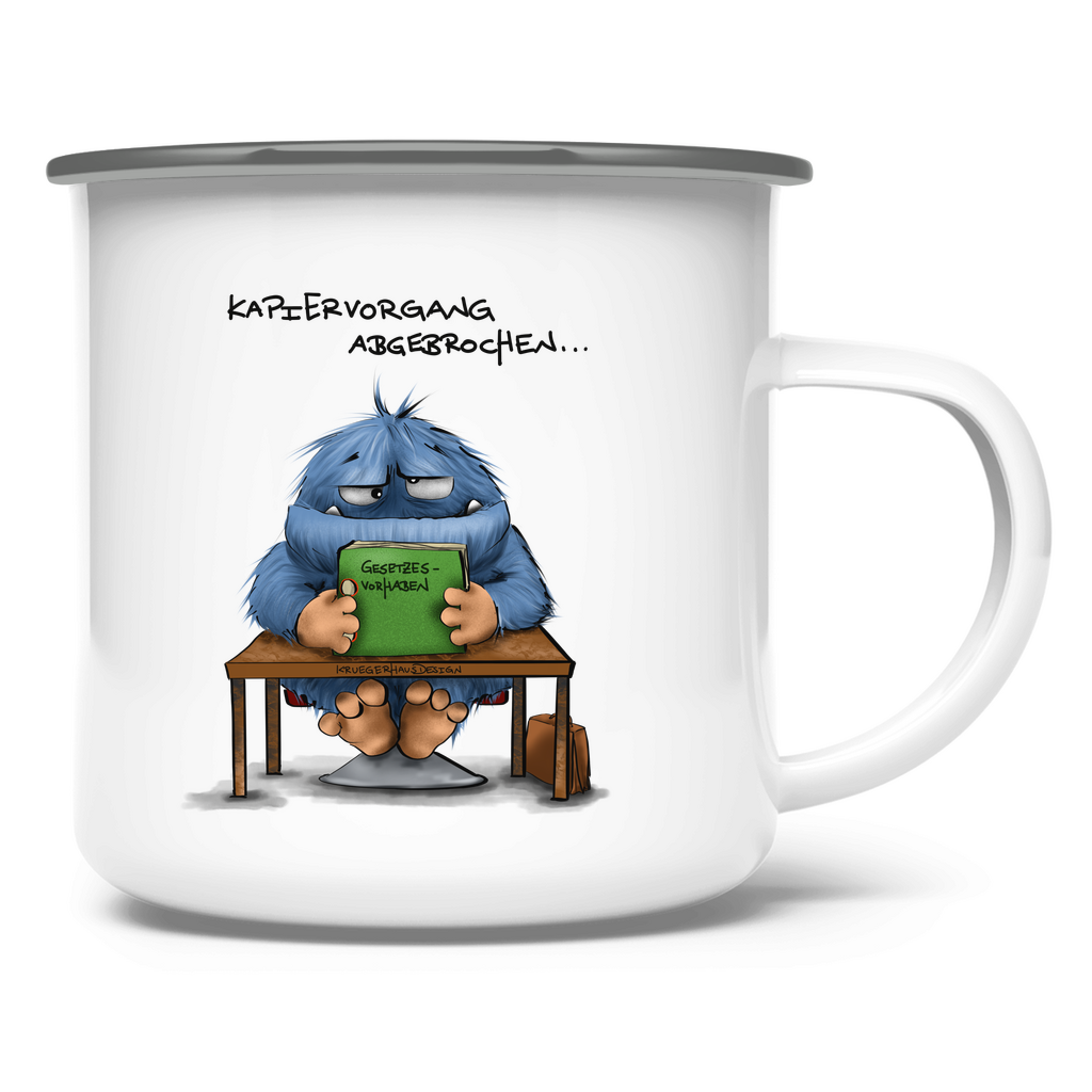 Emaille Tasse Kopiervorgang abgeschlossen