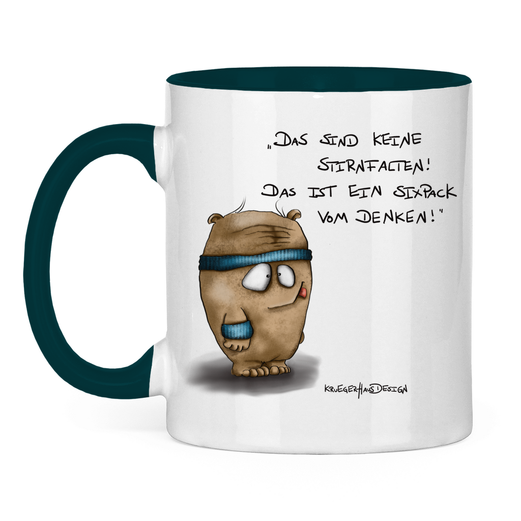 Tasse zweifarbig Das sind keine Stirnfalten! Das ist ein Sixpack vom Denken!