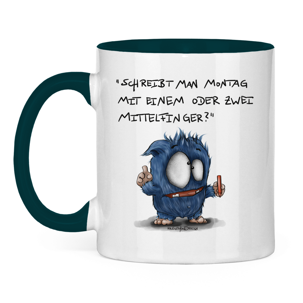 Tasse zweifarbig Schreibt man Montag mit einem oder mit zwei Mittelfinger?