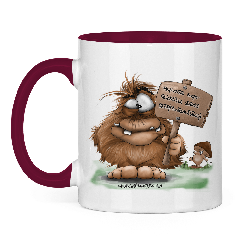 Tasse zweifarbig Pechvogel sucht Glückspilz zwecks Erfahrungsaustausch, Hugo
