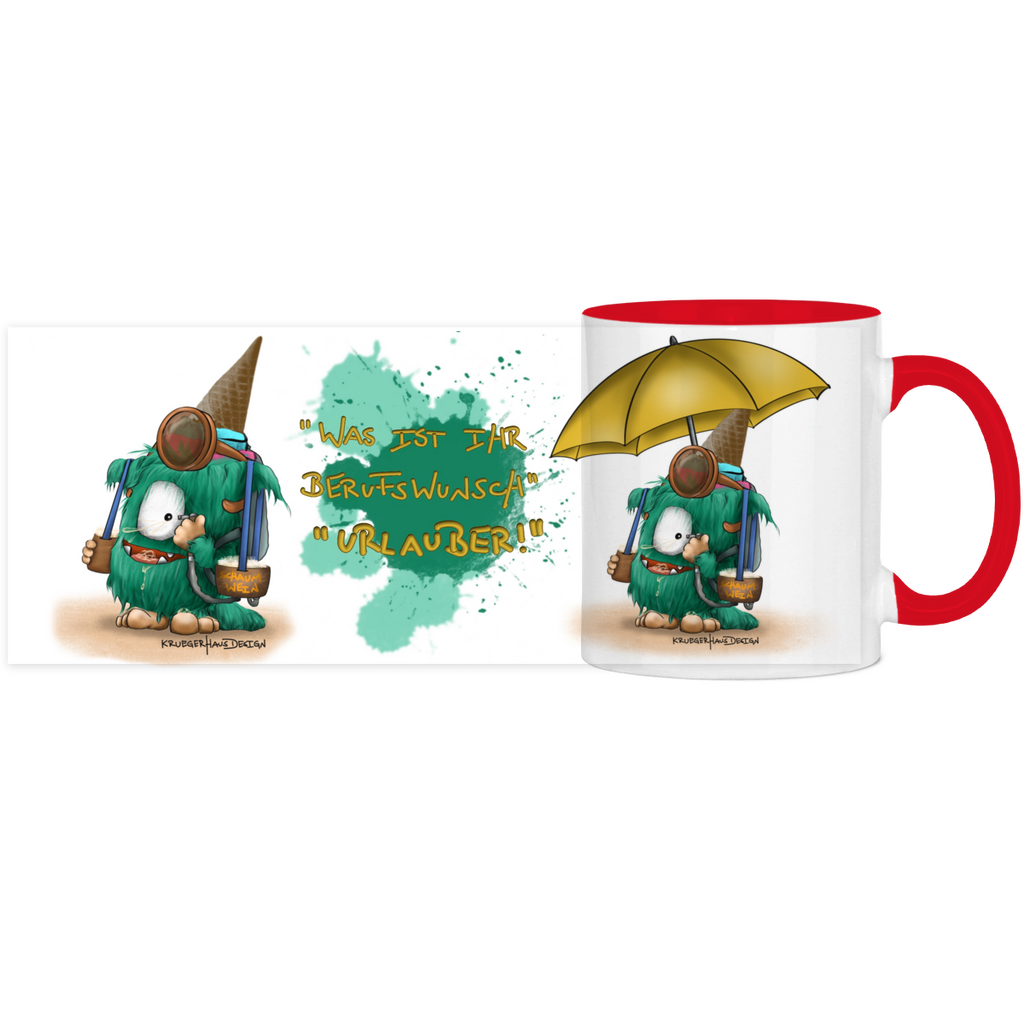 Panorama Tasse zweifarbig Was ist ihr Berufswunsch? Urlauber!