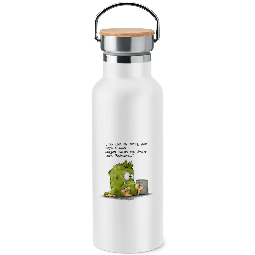 Edelstahl-Trinkflasche mit Bambusdeckel Ich war so stolz auf die Lösung... Leider passte sie nicht..