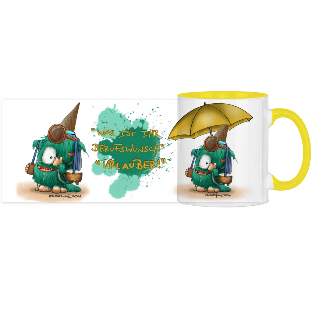 Panorama Tasse zweifarbig Was ist ihr Berufswunsch? Urlauber!