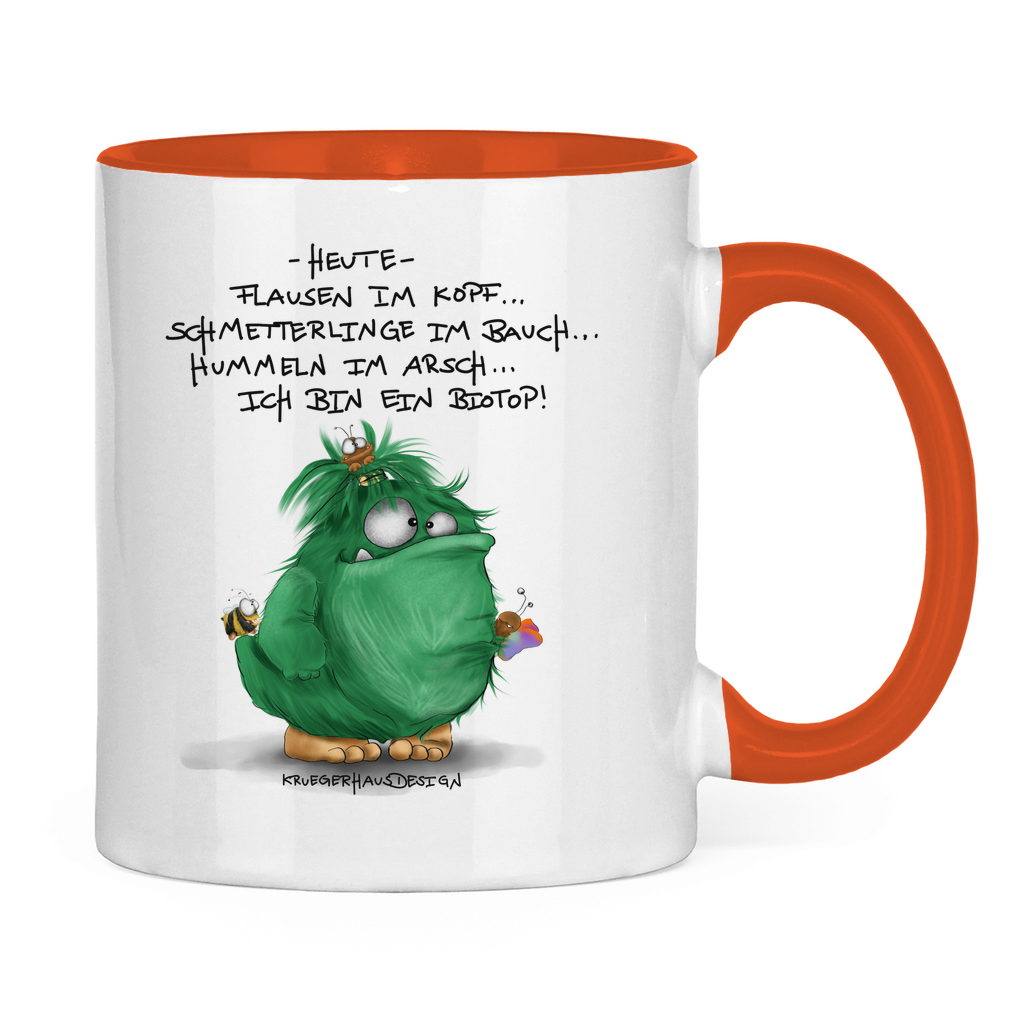 Tasse zweifarbig Heute, Flausen im Kopf... Schmetterlinge im Bauch... Biotop
