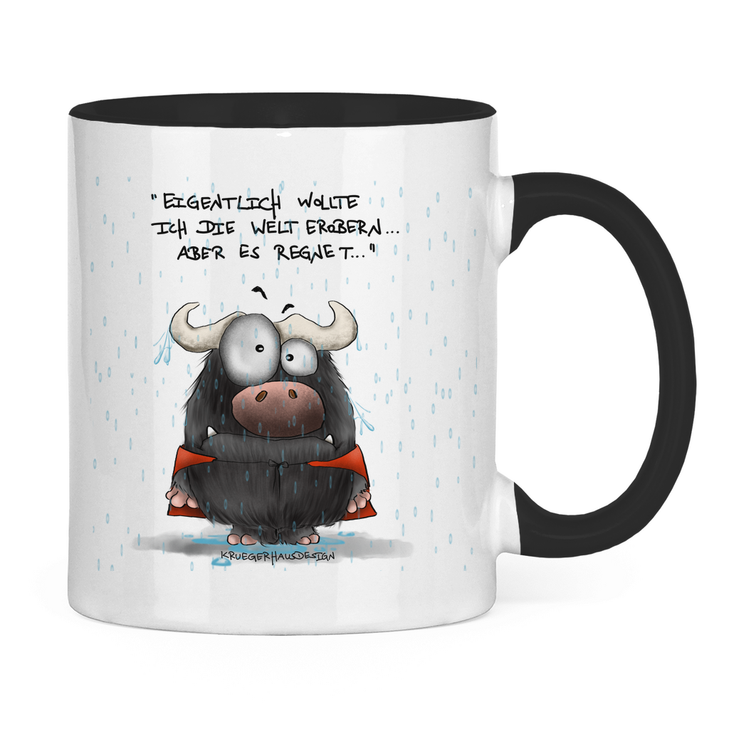 Tasse zweifarbig Eigentlich wollte ich die Welt erobern... Aber es ...