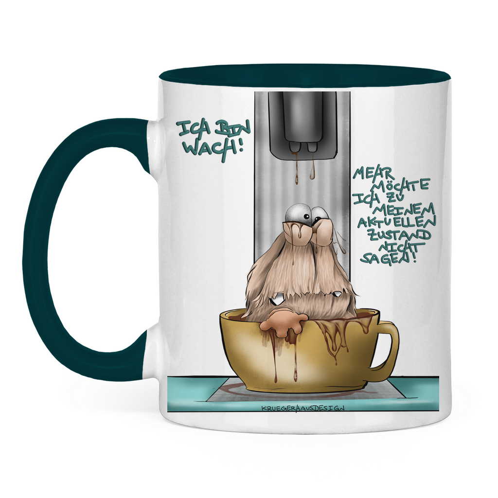 Tasse zweifarbig Ich bin wach! Mehr möchte ich zu meinem aktuellen…