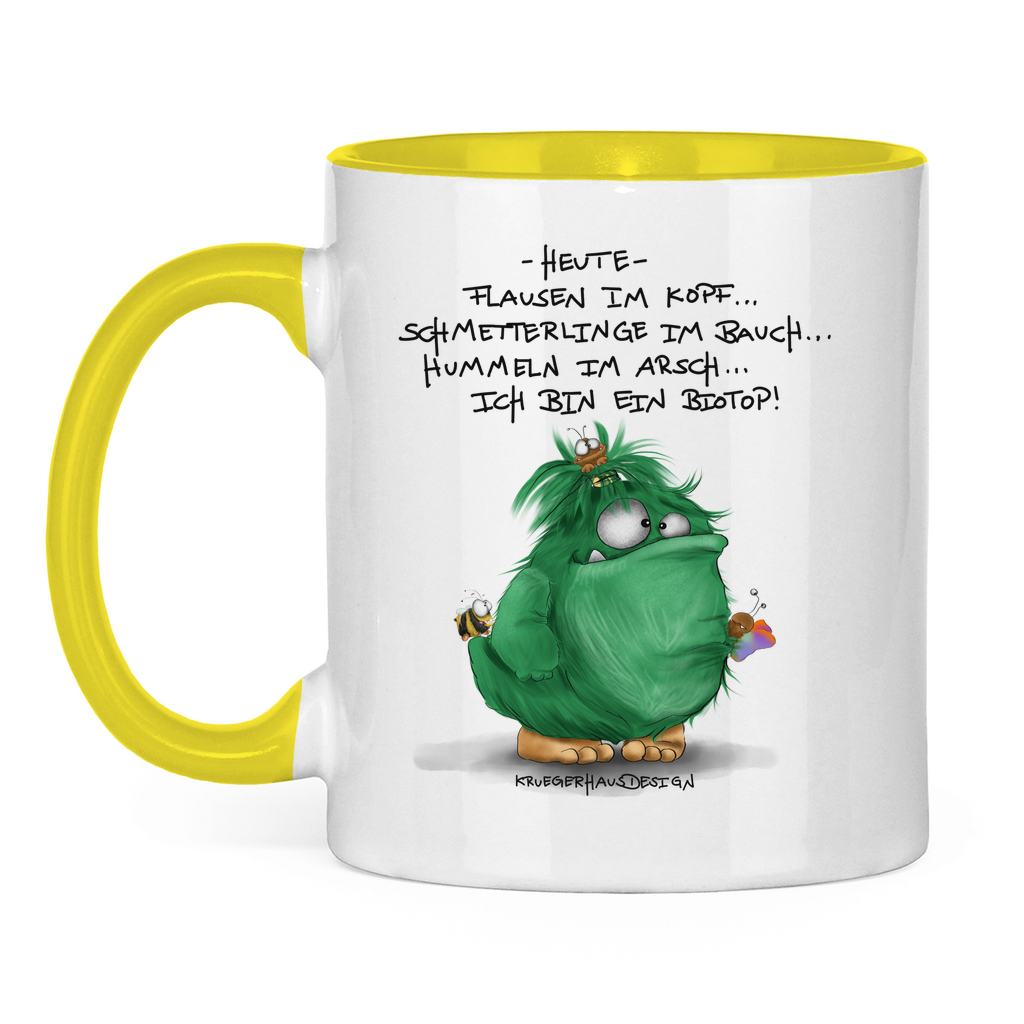 Tasse zweifarbig Heute, Flausen im Kopf... Schmetterlinge im Bauch... Biotop