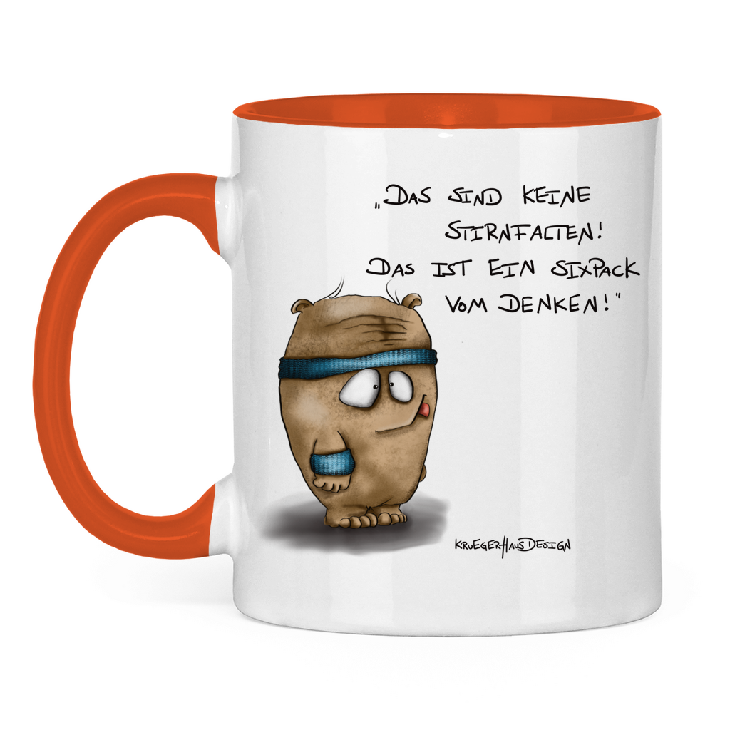 Tasse zweifarbig Das sind keine Stirnfalten! Das ist ein Sixpack vom Denken!