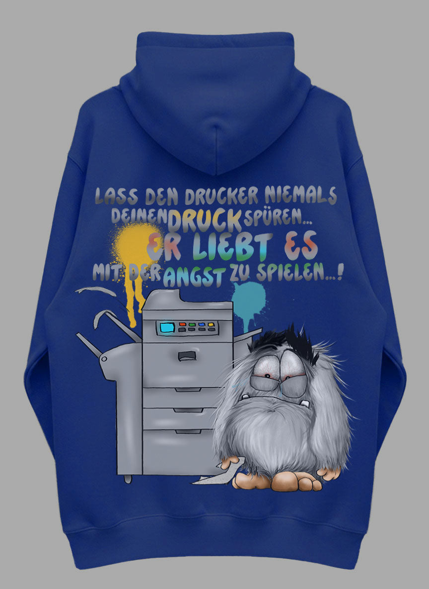 Musterstück Unisex Hoodie XXL Druck Kruegerhausdesign Monster Gr. L, royal blau, Lass den Drucker niemals deinen Druck spüren...