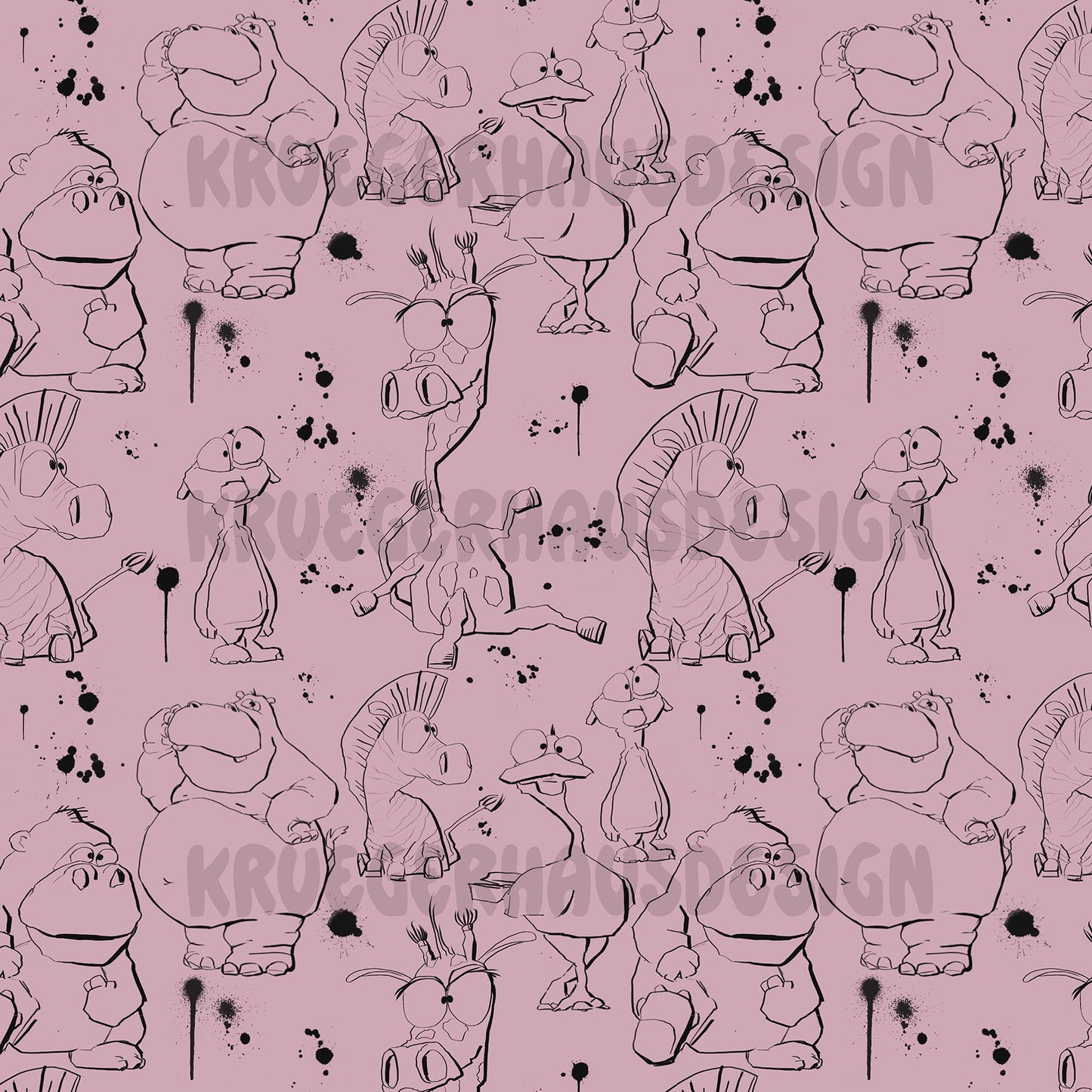 Safari Chaos zum Ausmalen – Exklusives Stoffdesign | Malstoff | 6 Farbvarianten + 4 Wunschfarben