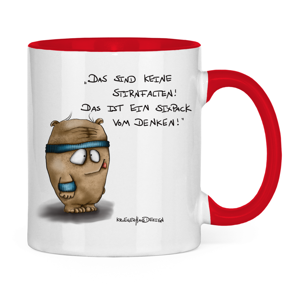Tasse zweifarbig Das sind keine Stirnfalten! Das ist ein Sixpack vom Denken!