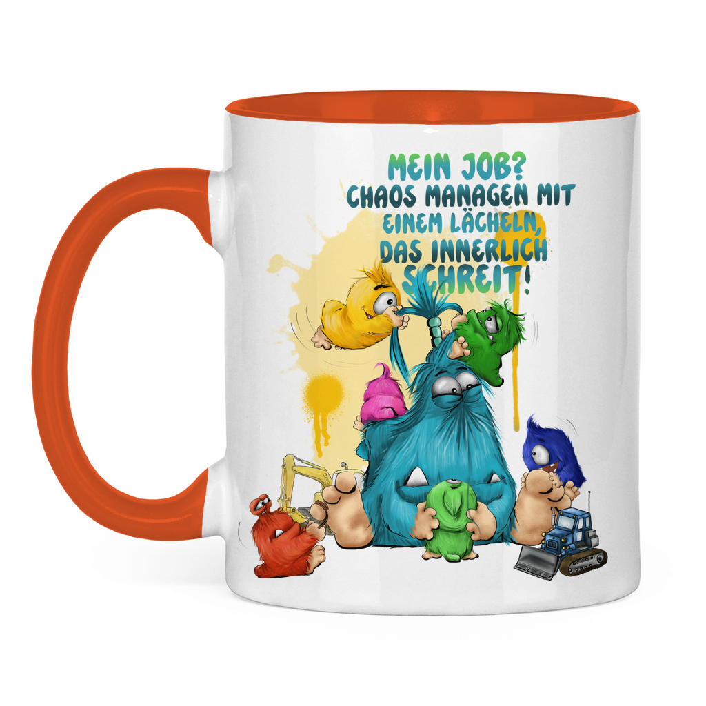 Tasse zweifarbig Mein Job? Chaos managen mit einem Lächeln, das innerlich…