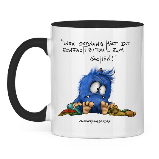 Tasse zweifarbig Wer Ordnung halt ist einfach zu faul zum Suchen!