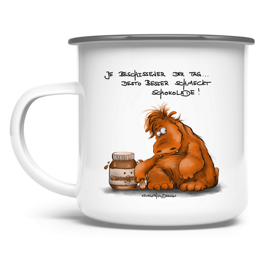 Emaille Tasse Je beschissener der Tag... desto besser schmeckt ...