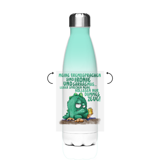 Edelstahl-Thermoflasche Meine Fremdsprachen sind Ironie und Sarkasmus.