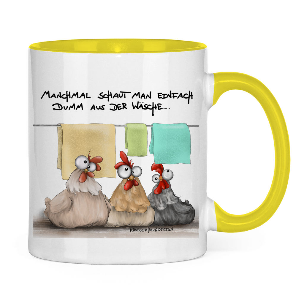 Tasse zweifarbig Manchmal schaut man einfach dumm aus der Wäsche...