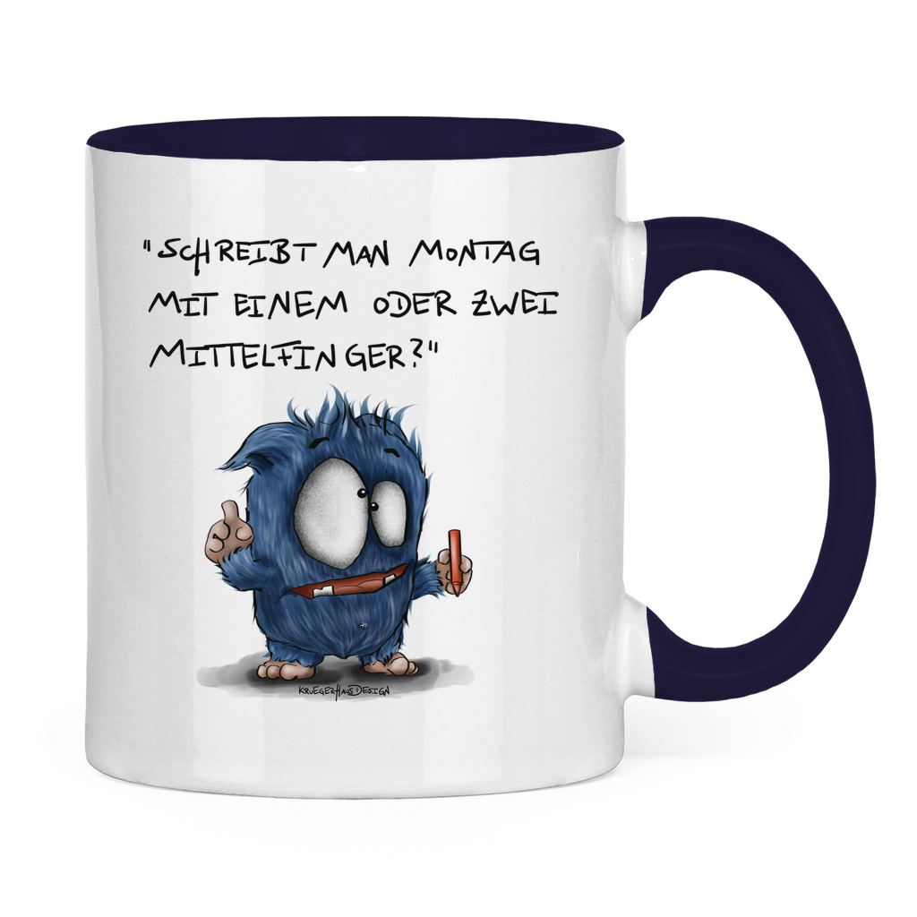 Tasse zweifarbig Schreibt man Montag mit einem oder mit zwei Mittelfinger?