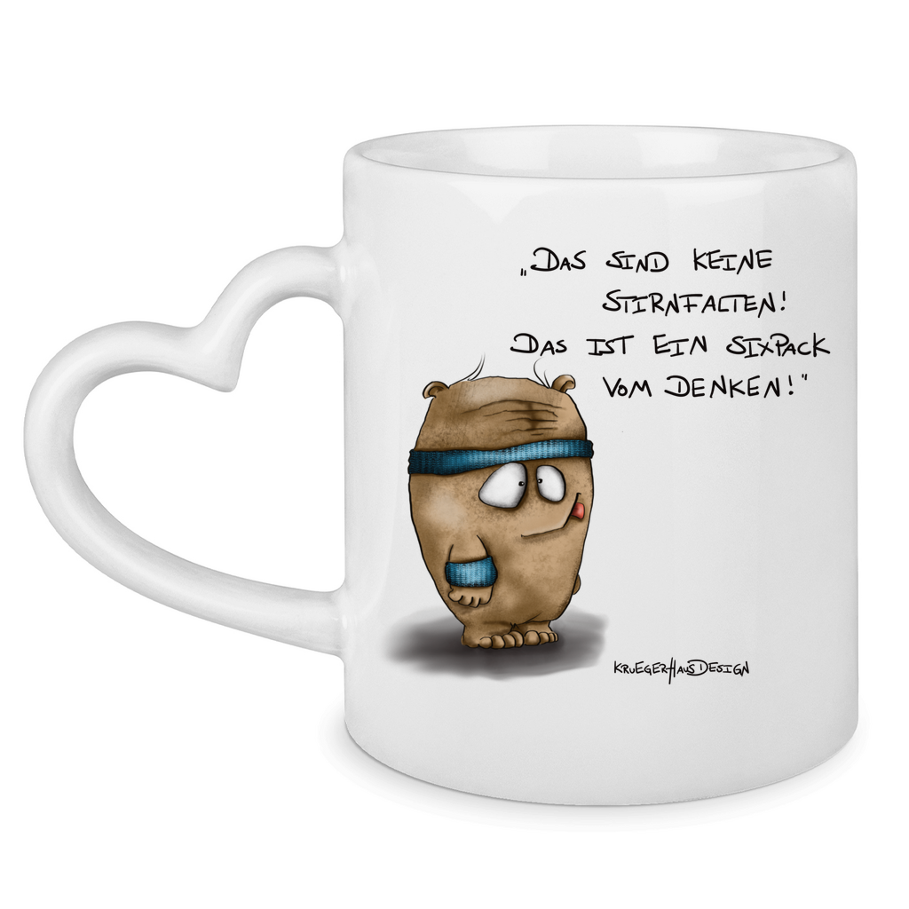 Tasse mit Herzhenkel Das sind keine Stirnfalten! Das ist ein Sixpack vom Denken!