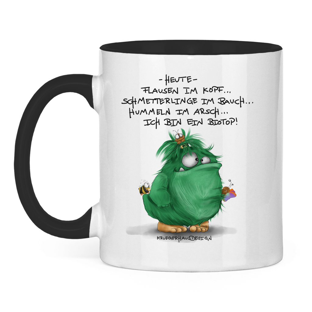 Tasse zweifarbig Heute, Flausen im Kopf... Schmetterlinge im Bauch... Biotop