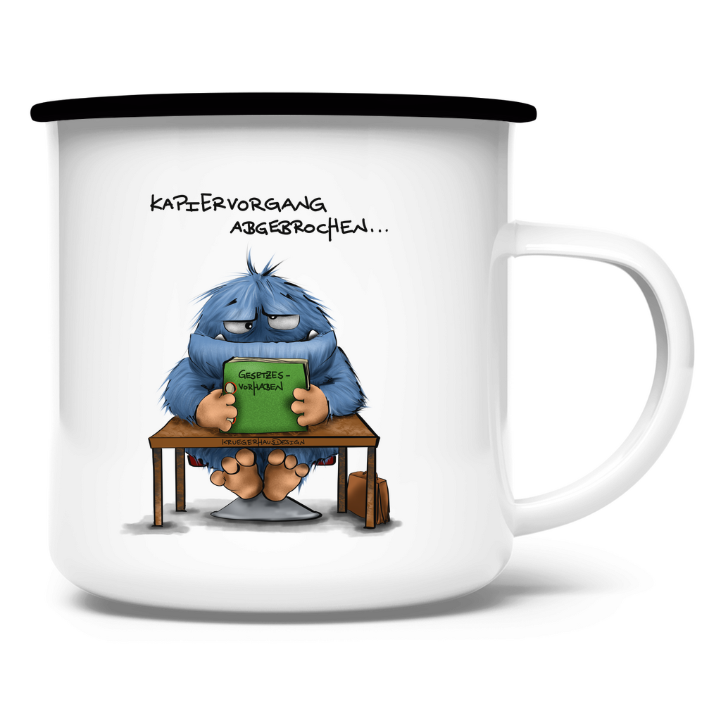 Emaille Tasse Kopiervorgang abgeschlossen