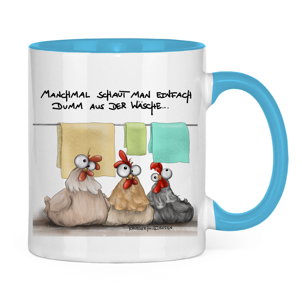 Tasse zweifarbig Manchmal schaut man einfach dumm aus der Wäsche...