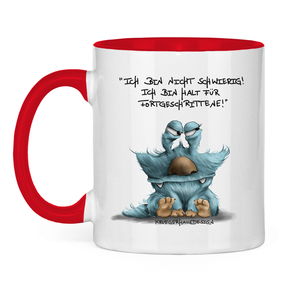 Tasse zweifarbig Ich bin nicht schwierig! Ich bin halt für Fortgeschrittene!